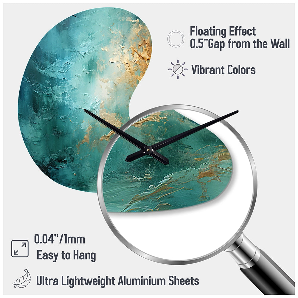 Teal Oasis III - Asymmetric Metal Wall Clock