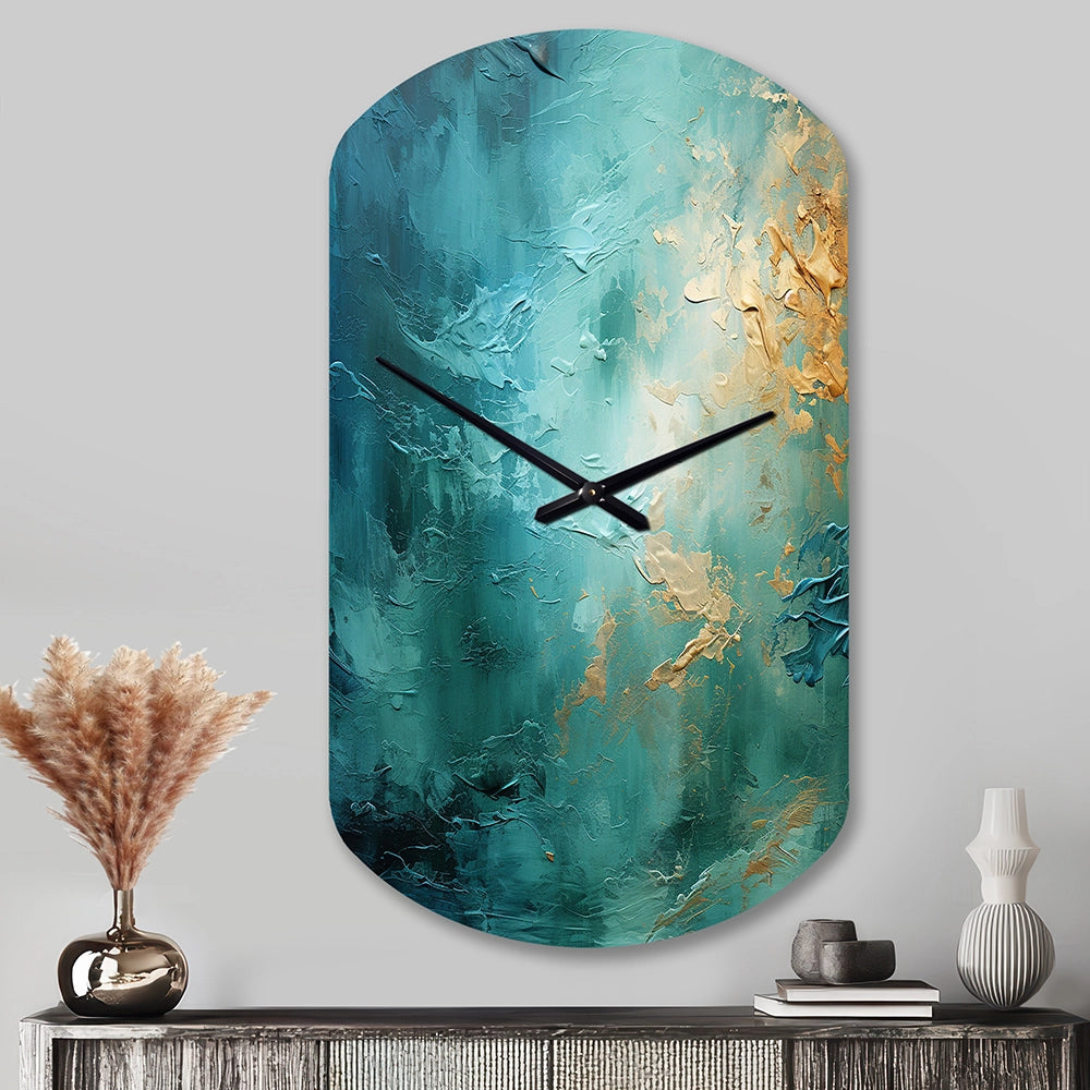 Teal Oasis III - Asymmetric Metal Wall Clock