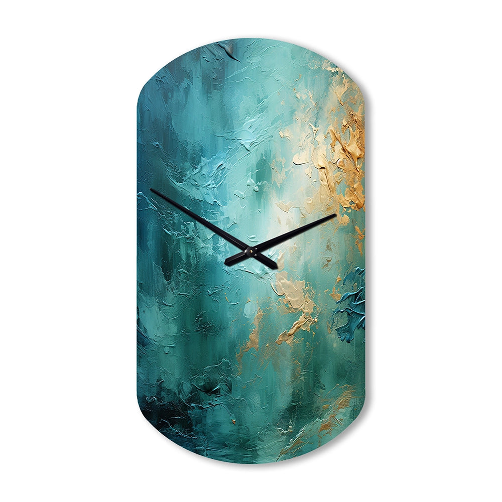 Teal Oasis III - Asymmetric Metal Wall Clock
