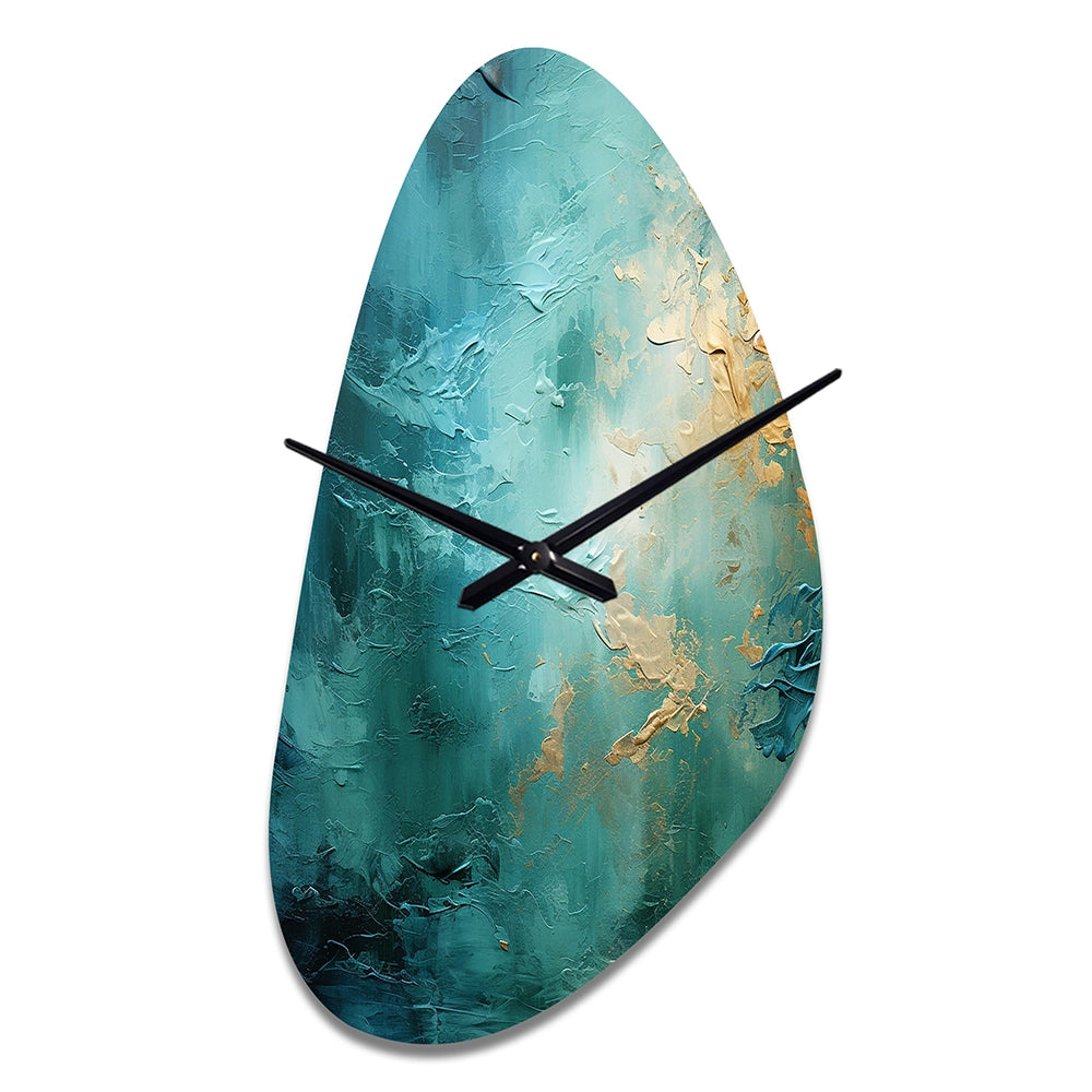 Teal Oasis III - Asymmetric Metal Wall Clock