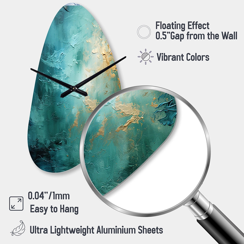 Teal Oasis III - Asymmetric Metal Wall Clock