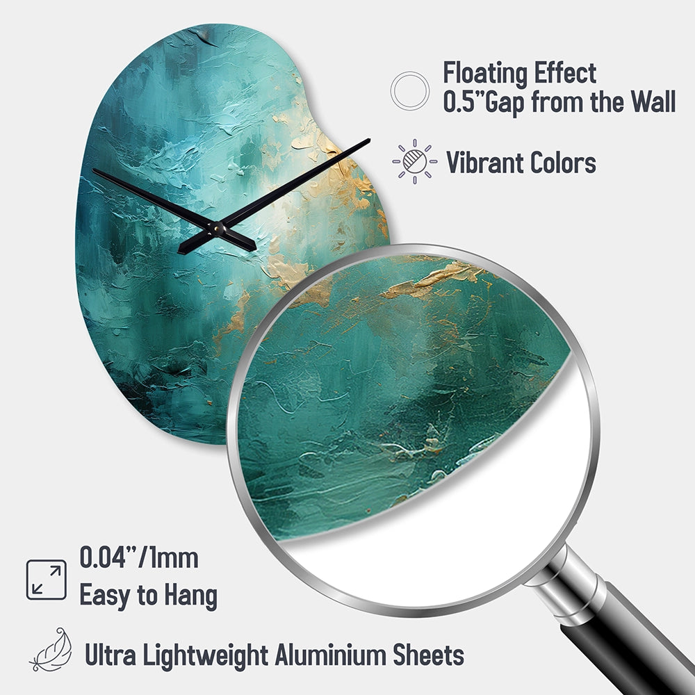 Teal Oasis III - Asymmetric Metal Wall Clock