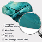 Turquoise Tranquility V - Asymmetric Metal Wall Clock