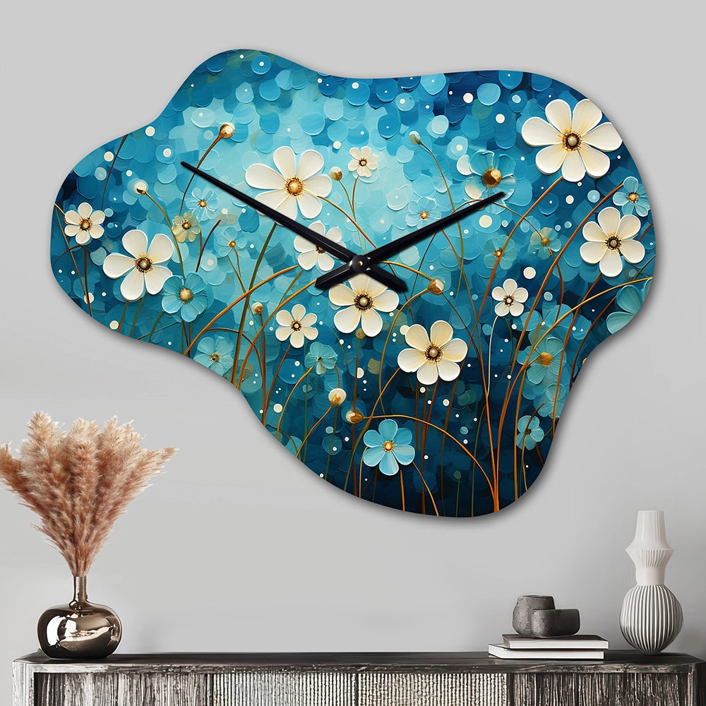 Turquoise Tranquility VIII - Asymmetric Metal Wall Clock