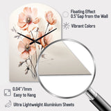 Peach Beige Minimalism Flower - Asymmetric Metal Wall Clock