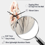 Peach Beige Minimalism Flower - Asymmetric Metal Wall Clock