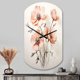 Peach Beige Minimalism Flower - Asymmetric Metal Wall Clock