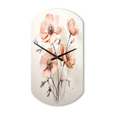 Peach Beige Minimalism Flower - Asymmetric Metal Wall Clock