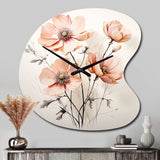 Peach Beige Minimalism Flower - Asymmetric Metal Wall Clock