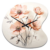 Peach Beige Minimalism Flower - Asymmetric Metal Wall Clock