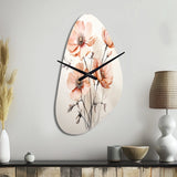 Peach Beige Minimalism Flower - Asymmetric Metal Wall Clock