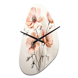 Peach Beige Minimalism Flower - Asymmetric Metal Wall Clock