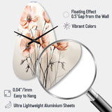 Peach Beige Minimalism Flower - Asymmetric Metal Wall Clock