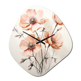 Peach Beige Minimalism Flower - Asymmetric Metal Wall Clock