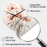 Peach Beige Minimalism Flower - Asymmetric Metal Wall Clock