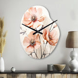 Peach Beige Minimalism Flower - Asymmetric Metal Wall Clock