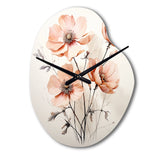Peach Beige Minimalism Flower - Asymmetric Metal Wall Clock