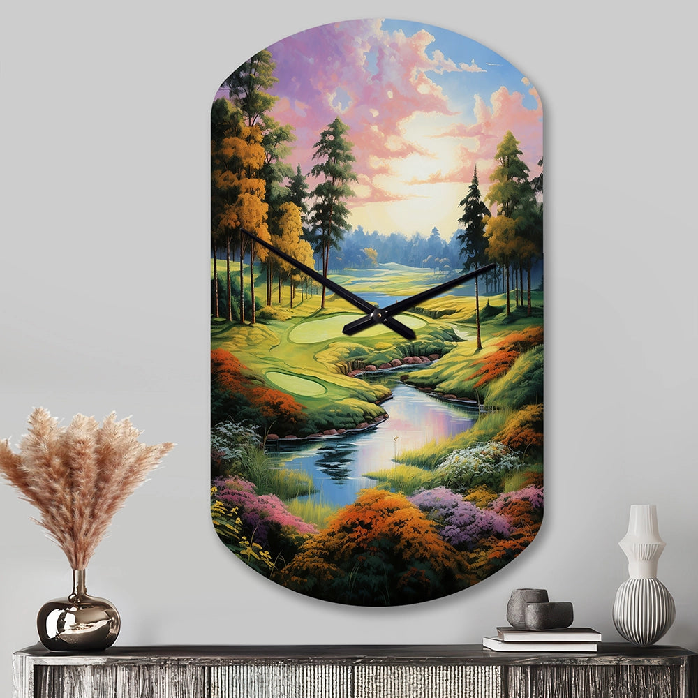 Golf Enchanted Greens - Asymmetric Metal Wall Clock