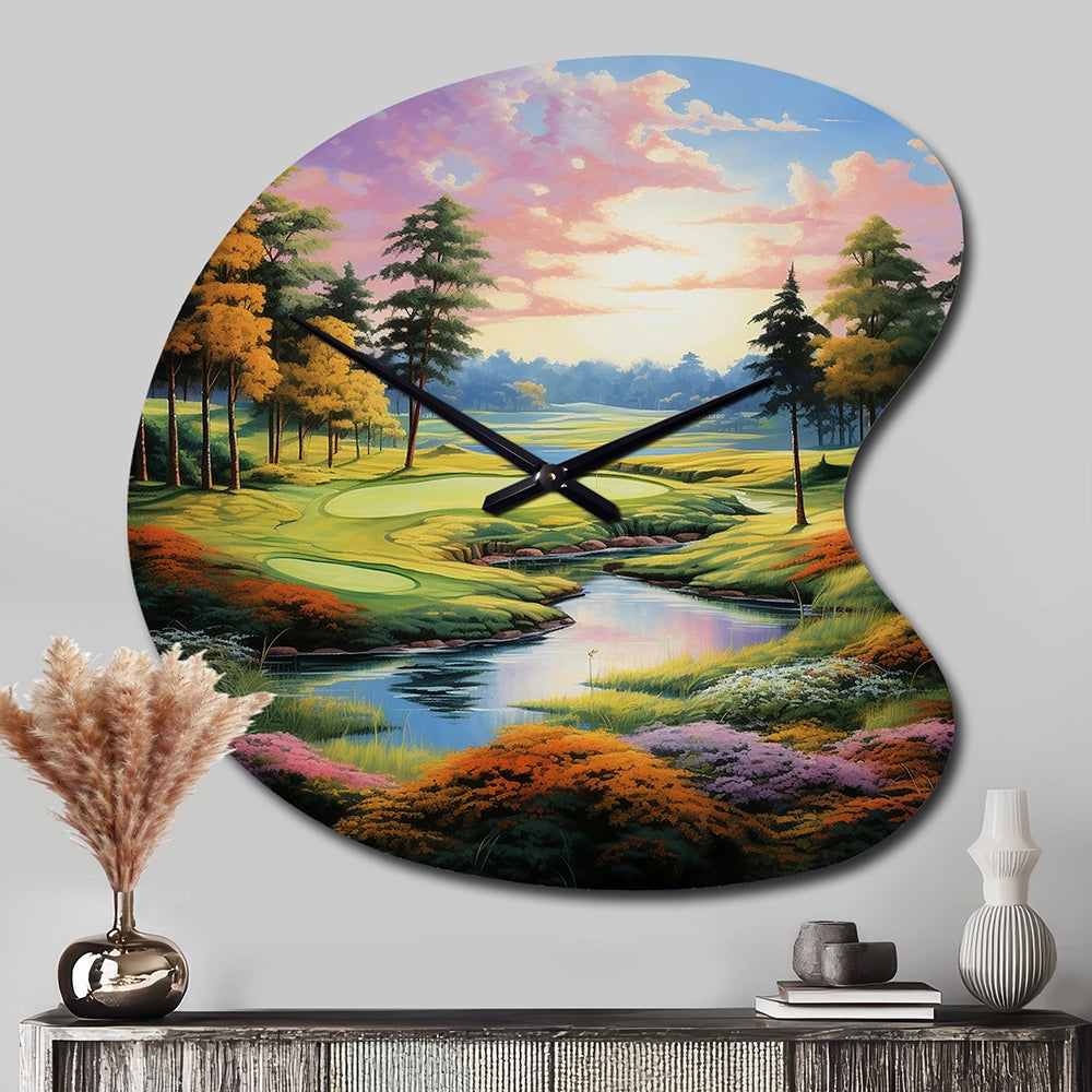 Golf Enchanted Greens - Asymmetric Metal Wall Clock