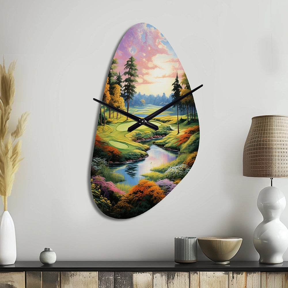 Golf Enchanted Greens - Asymmetric Metal Wall Clock