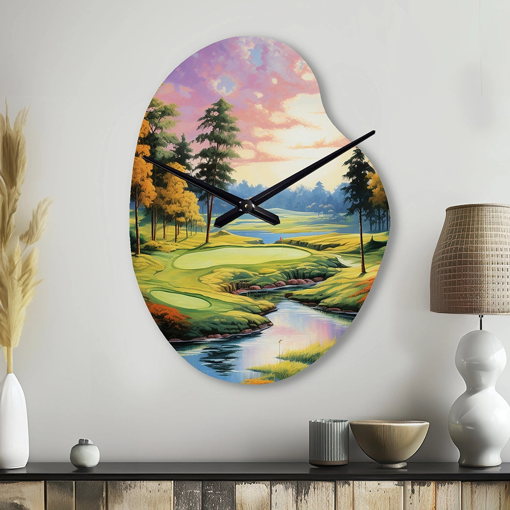 Golf Enchanted Greens - Asymmetric Metal Wall Clock