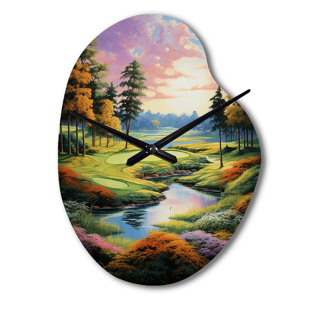 Golf Enchanted Greens - Asymmetric Metal Wall Clock