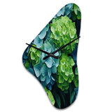 Green Blue Hydrangea Emerald Blooms - Asymmetric Metal Wall Clock