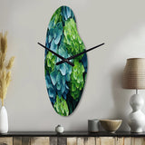 Green Blue Hydrangea Emerald Blooms - Asymmetric Metal Wall Clock
