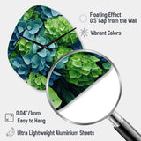 Green Blue Hydrangea Emerald Blooms - Asymmetric Metal Wall Clock