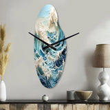 Blue Kinetic Waves I - Asymmetric Metal Wall Clock