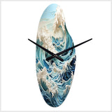Blue Kinetic Waves I - Asymmetric Metal Wall Clock