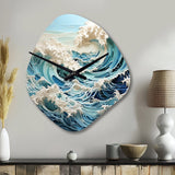 Blue Kinetic Waves I - Asymmetric Metal Wall Clock