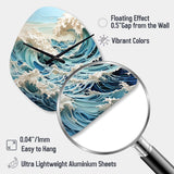 Blue Kinetic Waves I - Asymmetric Metal Wall Clock