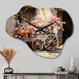 Pink Old Cart Wheels - Asymmetric Metal Wall Clock
