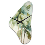 Green Minimalism Palm Trees I - Asymmetric Metal Wall Clock