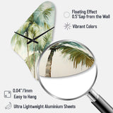 Green Minimalism Palm Trees I - Asymmetric Metal Wall Clock