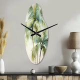 Green Minimalism Palm Trees I - Asymmetric Metal Wall Clock
