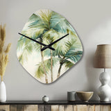 Green Minimalism Palm Trees I - Asymmetric Metal Wall Clock