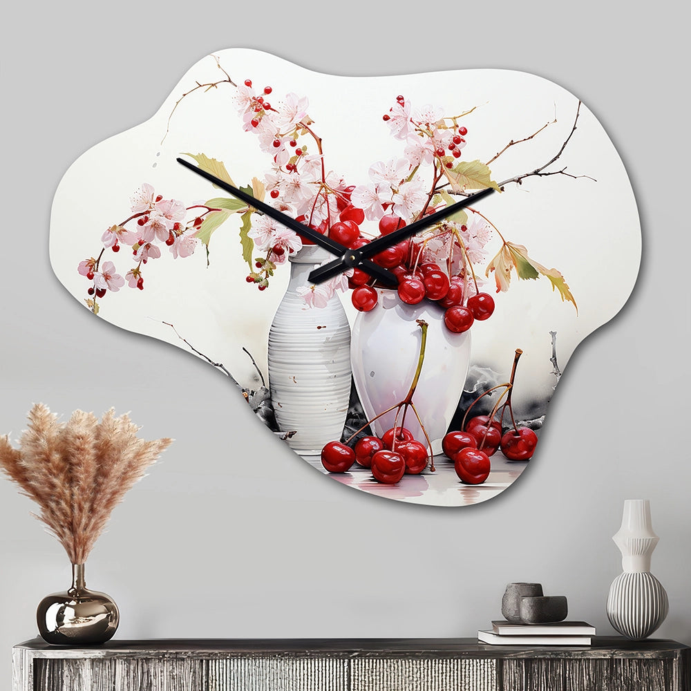 Cherry Simplicity - Asymmetric Metal Wall Clock