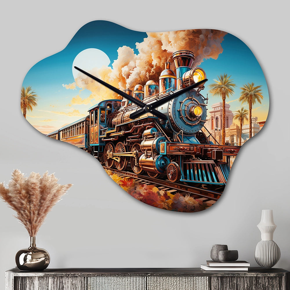 Abstract Colorful Train 1950S I - Asymmetric Metal Wall Clock