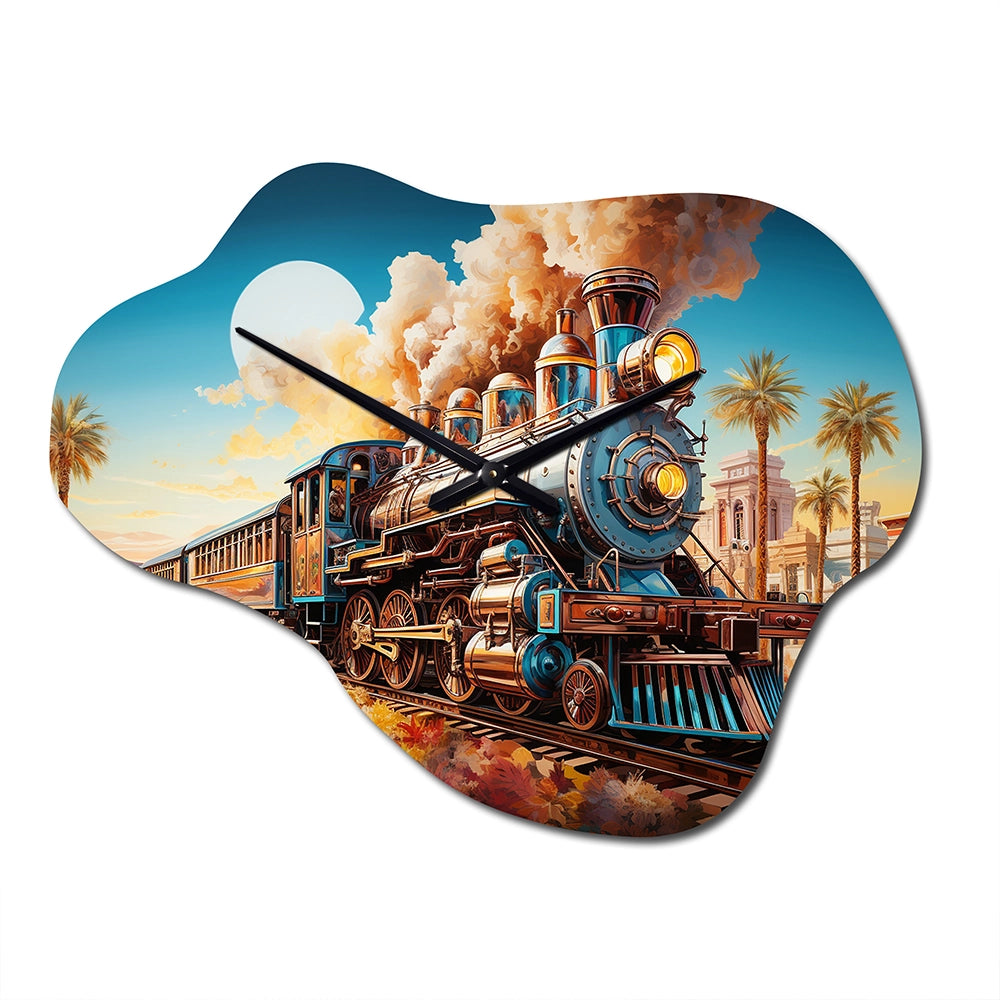 Abstract Colorful Train 1950S I - Asymmetric Metal Wall Clock