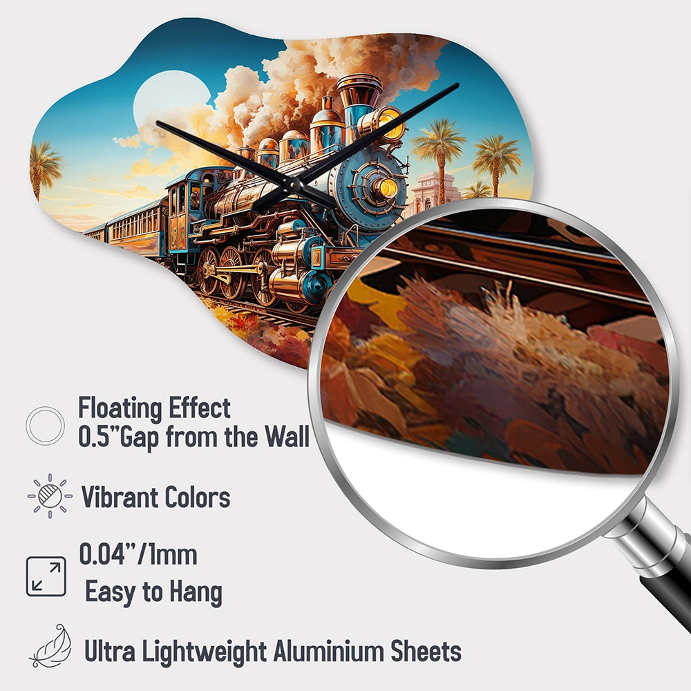 Abstract Colorful Train 1950S I - Asymmetric Metal Wall Clock