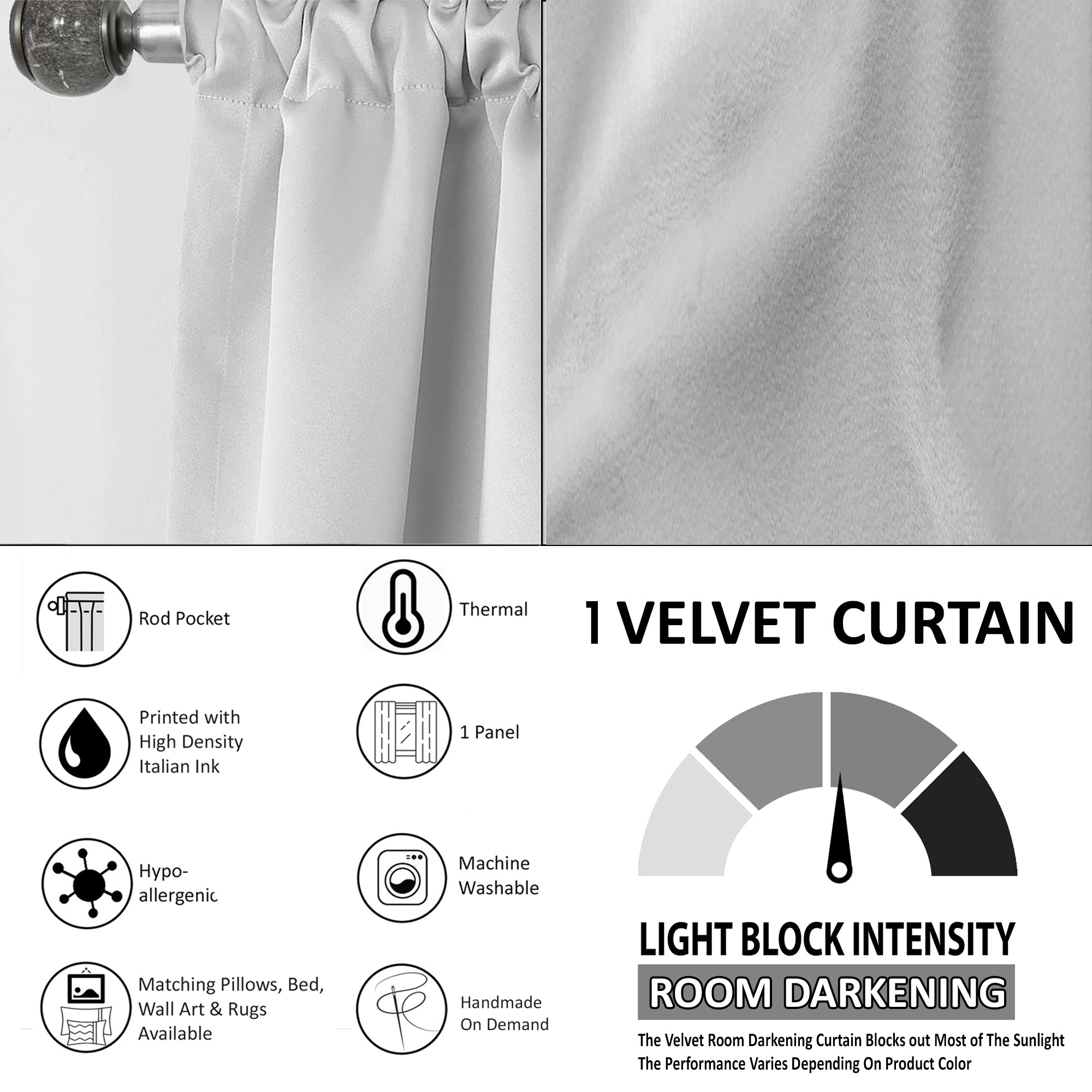 3D White And Blue Pattern I - Mid-Century Modern Curtain - 1 Panel