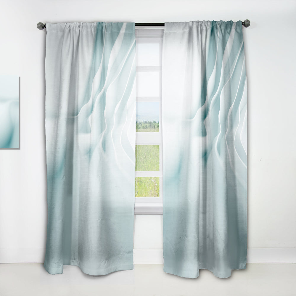 3D Light Blue Abstract Architecture' Modern & Contemporary Curtain 1 Panel Sheer