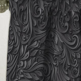3D leaves in Shades of Black - Modern & Contemporary Curtain - 1 Panel
