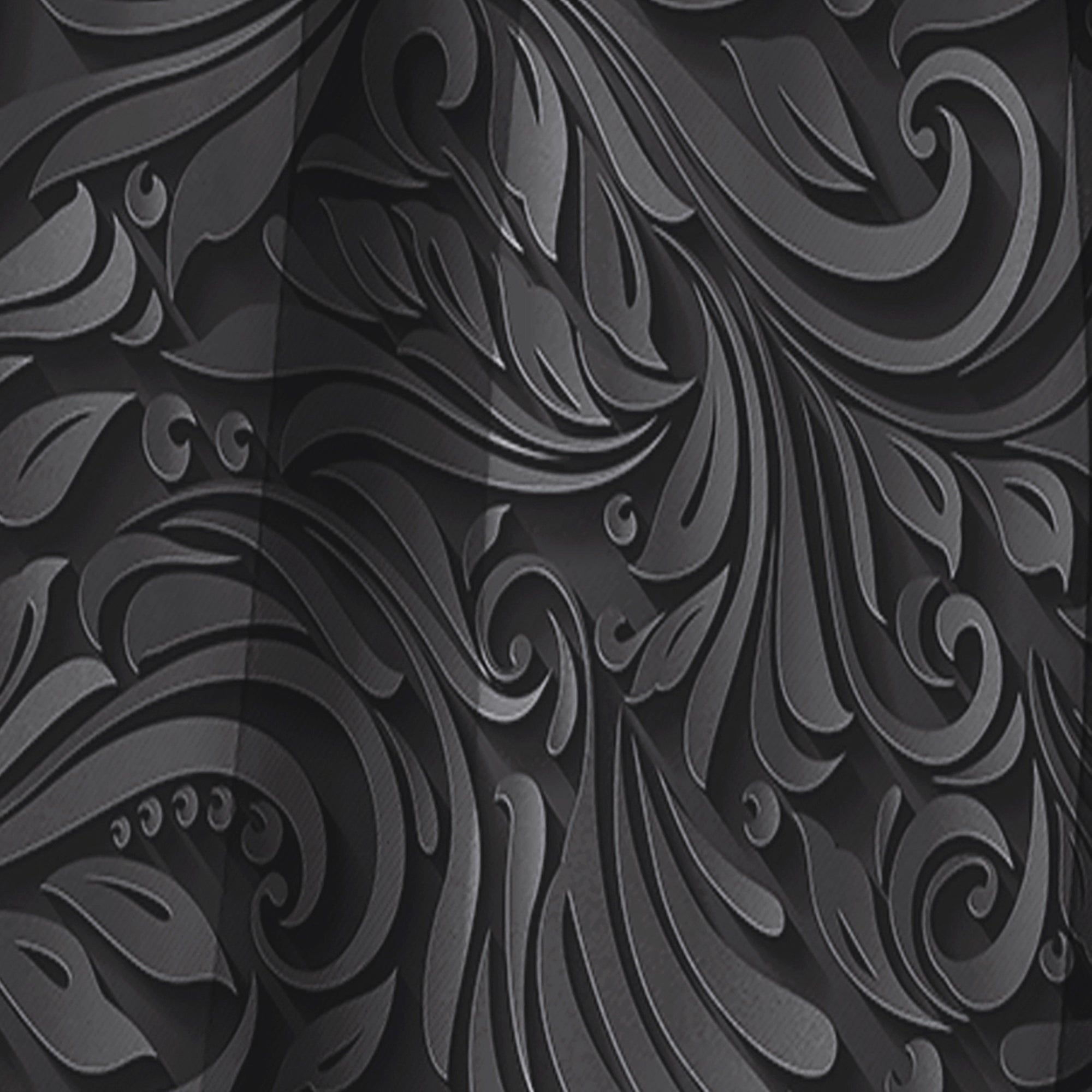 3D leaves in Shades of Black - Modern & Contemporary Curtain - 1 Panel