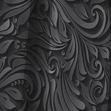 3D leaves in Shades of Black - Modern & Contemporary Curtain - 1 Panel