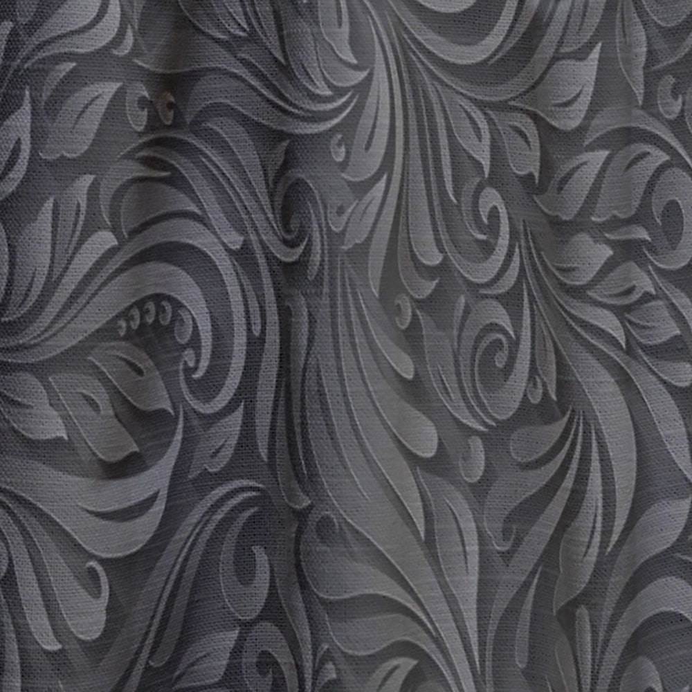 3D leaves in Shades of Black' Modern & Contemporary Curtain 1 Panel Blackout