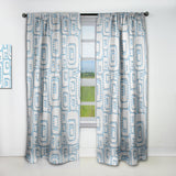 3D White And Blue Pattern I - Mid-Century Modern Curtain - 1 Panel
