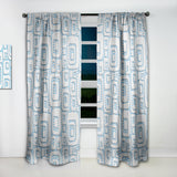 3D White And Blue Pattern I - Mid-Century Modern Curtain - 1 Panel